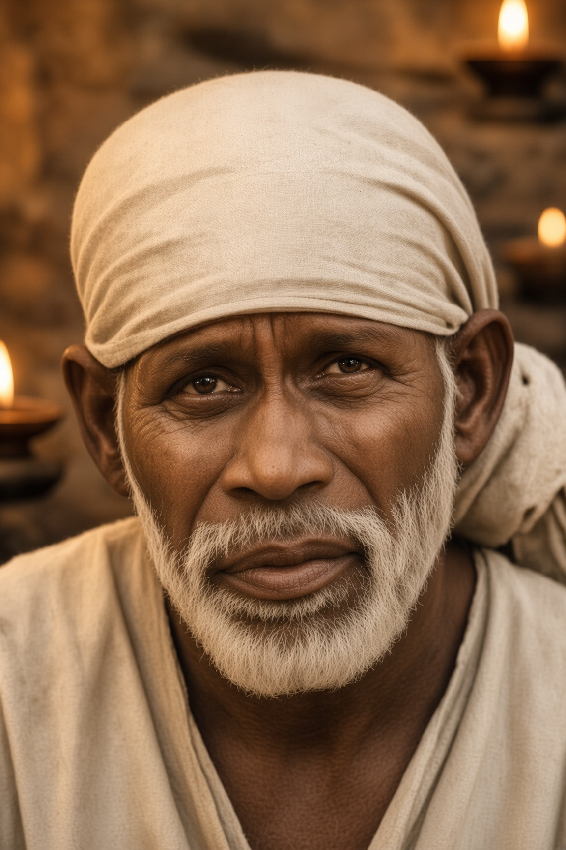 Restored historical portrait of Shirdi Sai Baba